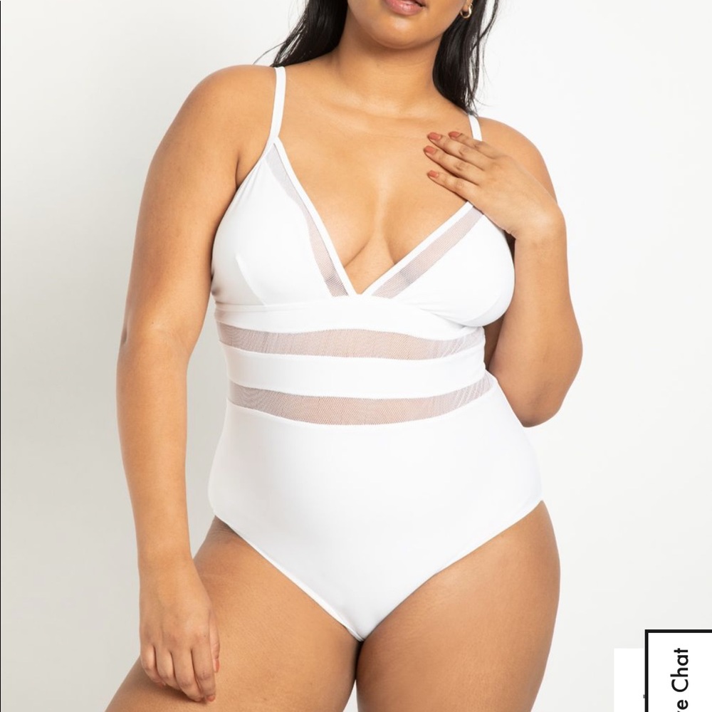 Mesh Detail Swimsuit - One Piece Swimsuit